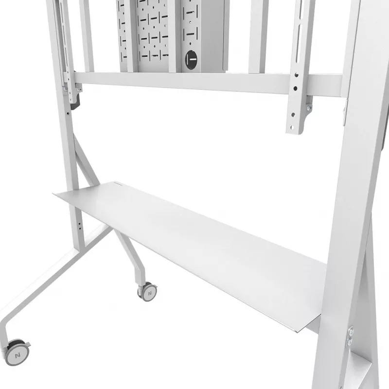 Neomounts MOVE Go XL FL50-575WH1 carro para TV, 65-110 pulgadas, máx. 125 kg, VESA 100x100-1100x600, altura regulable 129-139 cm, bloqueable, instalación rápida, certificado TÜV, blanco
