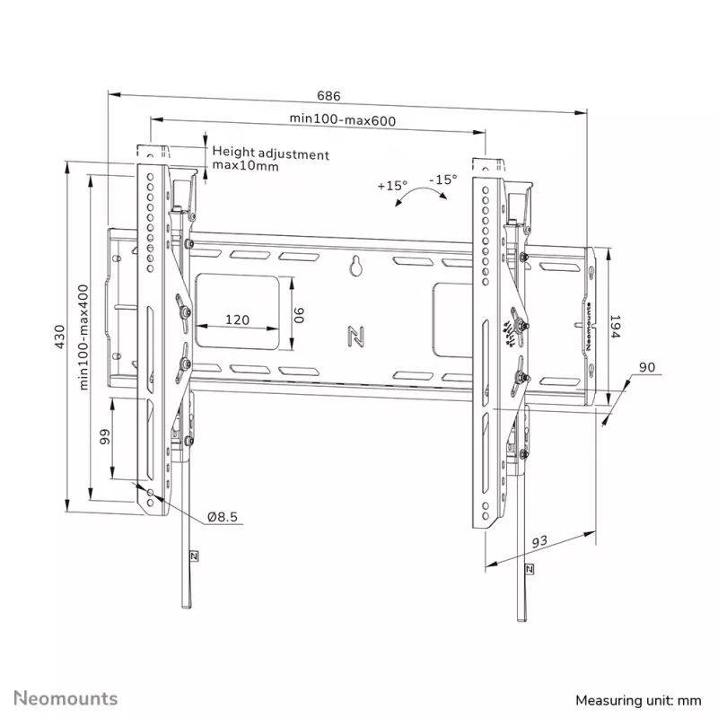 Neomounts WL35-750BL16 Soporte de pared para cargas pesadas 42-86