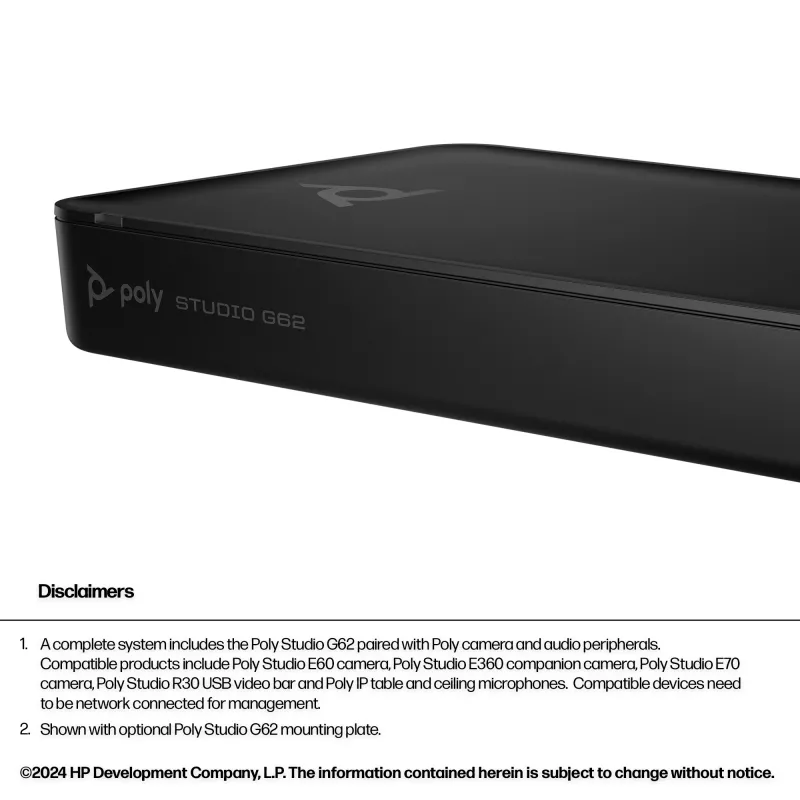 HP Poly Studio G62 Sistema de videoconferencia con kit de placas de montaje