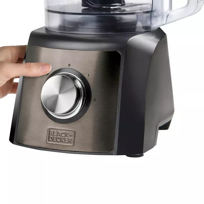 Robot de cocina Black & Decker BXFPA1200E — 1200 W, bol de 1,5 L, 2 velocidades, función de pulso, carcasa de acero inoxidable