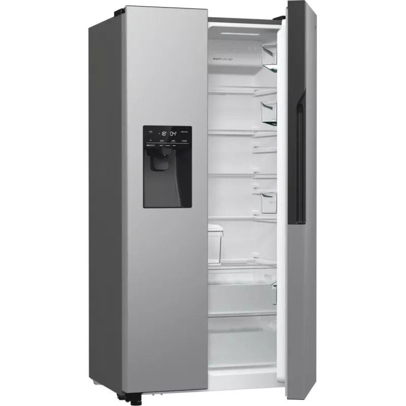 Gorenje Side-by-Side NRR9185ESXL BK065B, de pie, American Door, gris, LED, acero, vidrio