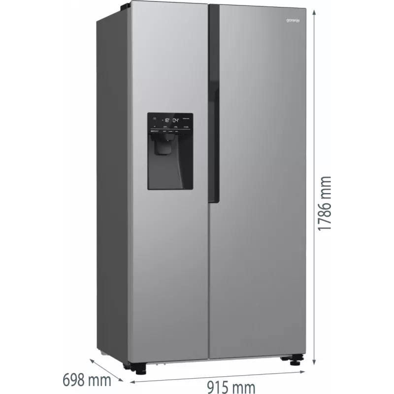 Gorenje Side-by-Side NRR9185ESXL BK065B, de pie, American Door, gris, LED, acero, vidrio