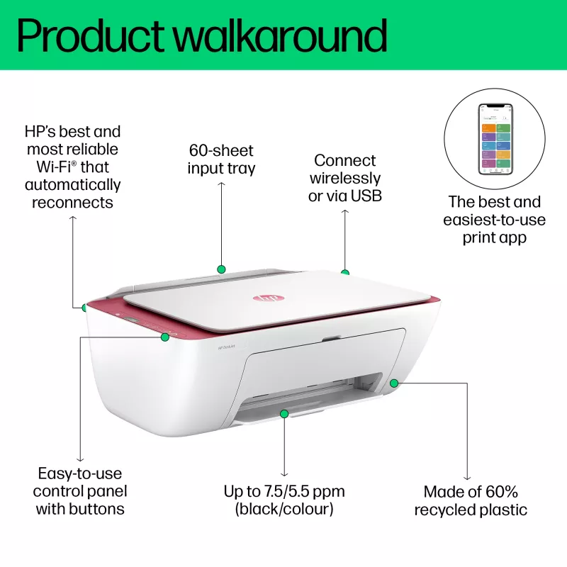HP DeskJet 2823e impresora inalámbrica 3 en 1 en color, copiadora, escáner