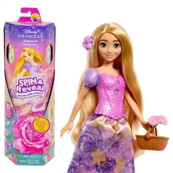 Muñeca de moda Disney Princess Spin & Reveal Rapunzel y accesorios con 11 sorpresas
