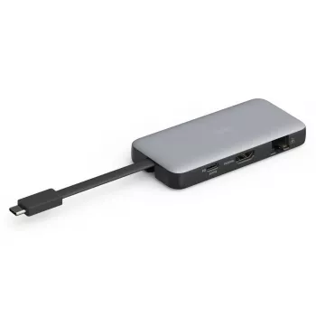 DIGITUS Estación de acoplamiento de viaje USB-C, 7 puertos - HDMI / 2x USB-A 3.2 Gen 1 / GbE / SD / MicroSD - 100W USB-C Power Delivery