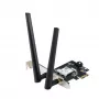 Adaptador interno WLAN Bluetooth ASUS PCE-BE6500 — PCIe, Tri-Band Wi‑Fi 6E/7 (2,4/5/6 GHz), Bluetooth 5.4, 2882 Mbps, antena externa, negro