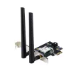 Adaptador interno WLAN Bluetooth ASUS PCE-BE6500 — PCIe, Tri-Band Wi‑Fi 6E/7 (2,4/5/6 GHz), Bluetooth 5.4, 2882 Mbps, antena externa, negro