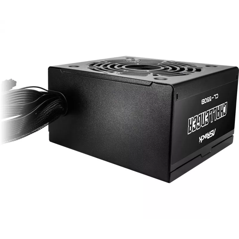Fuente de alimentación ASRock CL-550B Challenger 550W ATX, 20+4-Pin, 80 PLUS Bronze, ventilador de 120 mm, negro