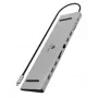ICY BOX 11 en 1 vía USB Type-C, cableado, USB 3.2 Gen 1 (3.1 Gen 1) Type-C, 100 W, 3,5 mm, 10,100,1000 Mbit/s, antracita, negro