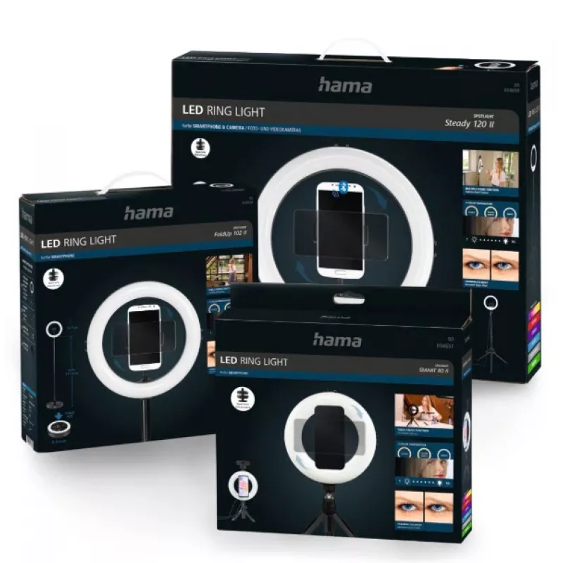 Hama SpotLight Smart 80 II aro de luz LED, set para smartphone, con minitrípode