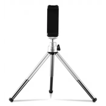 Hama Fancy 2en1 mini trípode para móvil y cámara (¼), trípode de viaje, 16 cm, plata