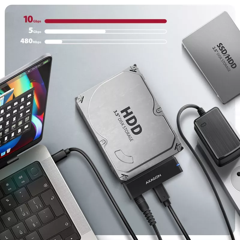 Axagon ADSA-FPX adaptador USB-C 10Gbps FAST PORT X para SSD/HDD de 2,5