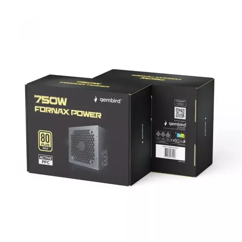 Fuente de alimentación GEMBIRD Fornax Power 750W ATX 80 PLUS Gold modular ventilador 12 cm EPS 4+4pin PCIe 6+2pin conectores SATA