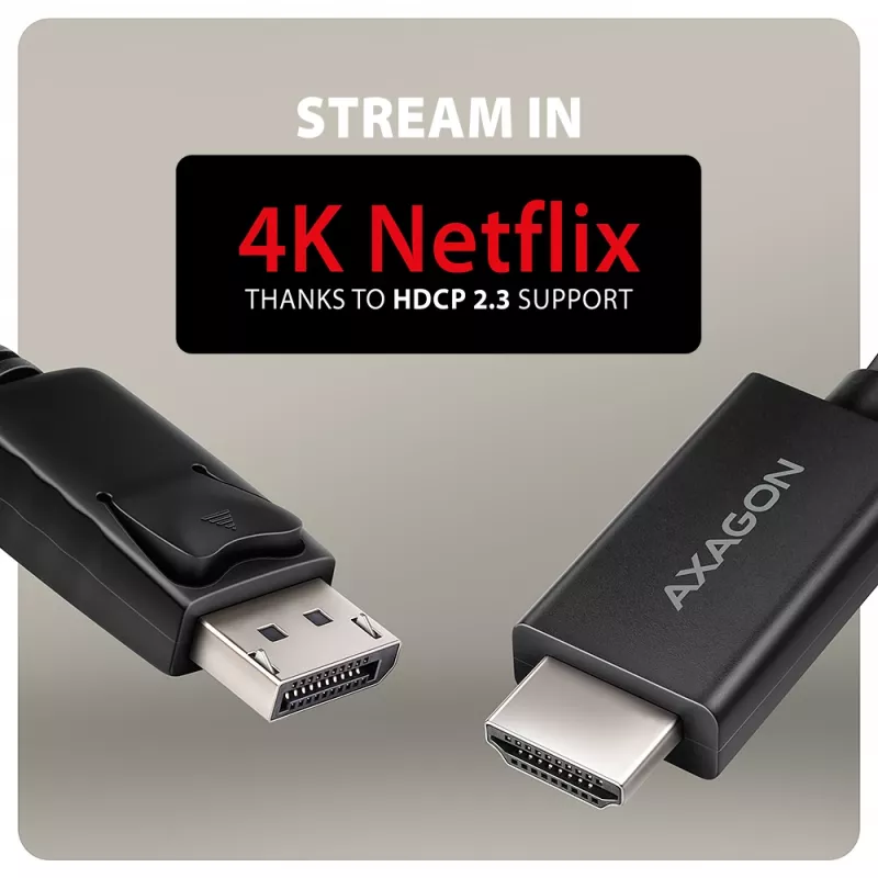 Axagon RVD-HI20C2 cable DisplayPort -> HDMI 2.0b 1,8m, 4K/60Hz