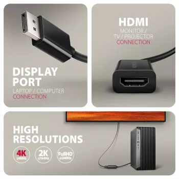Axagon RVD-HI20N adaptador DisplayPort -> HDMI 2.0b, 4K/60Hz