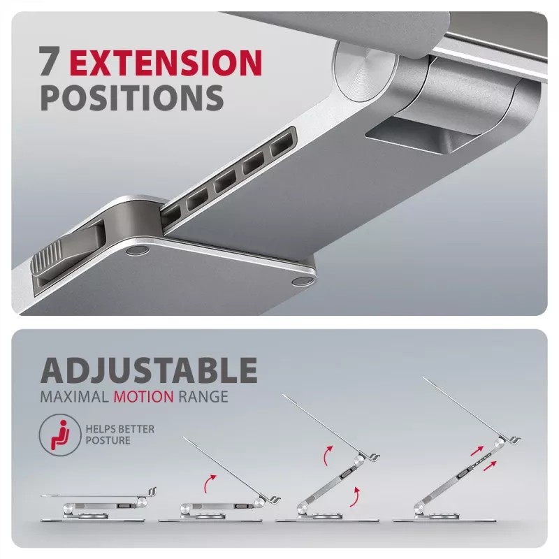 Axagon STND-LR soporte de aluminio con giro de 360° para portátiles de 10