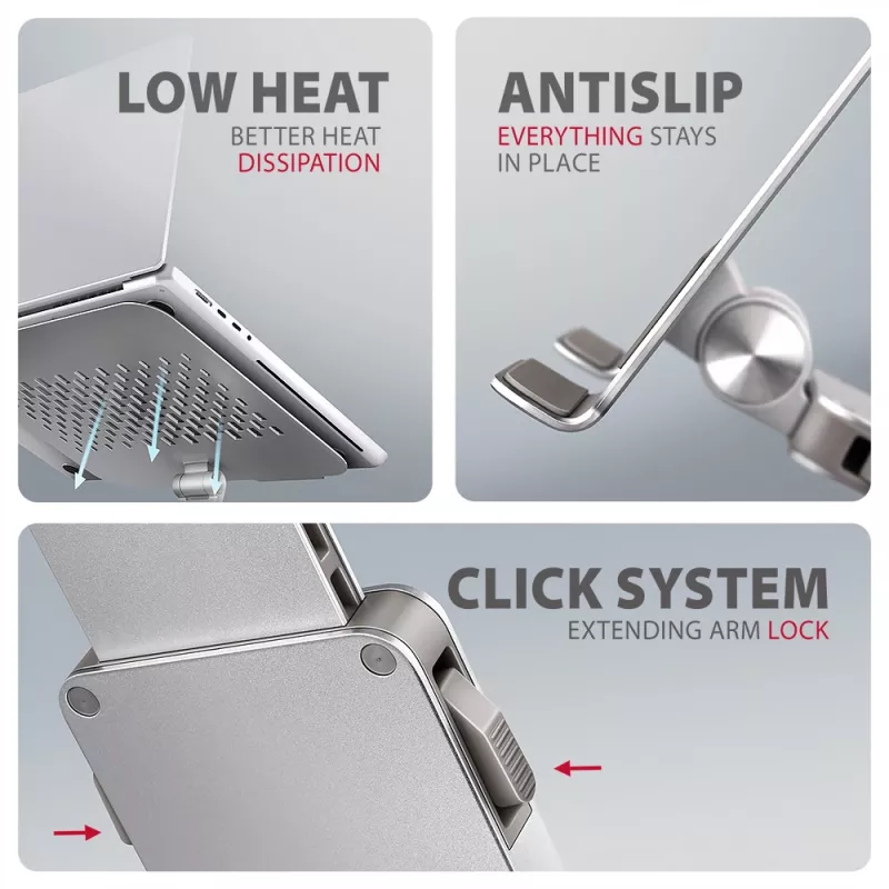Axagon STND-LR soporte de aluminio con giro de 360° para portátiles de 10