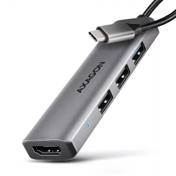 Axagon HMC-H3A hub USB 5Gbps, 3x USB-A, HDMI 4k/30Hz, cable USB-C de 15cm