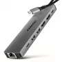 Axagon HMC-7HX2 hub USB 5Gbps, 2x USB-A, USB-C, 2x HDMI 4K/60Hz, RJ-45, PD 100W