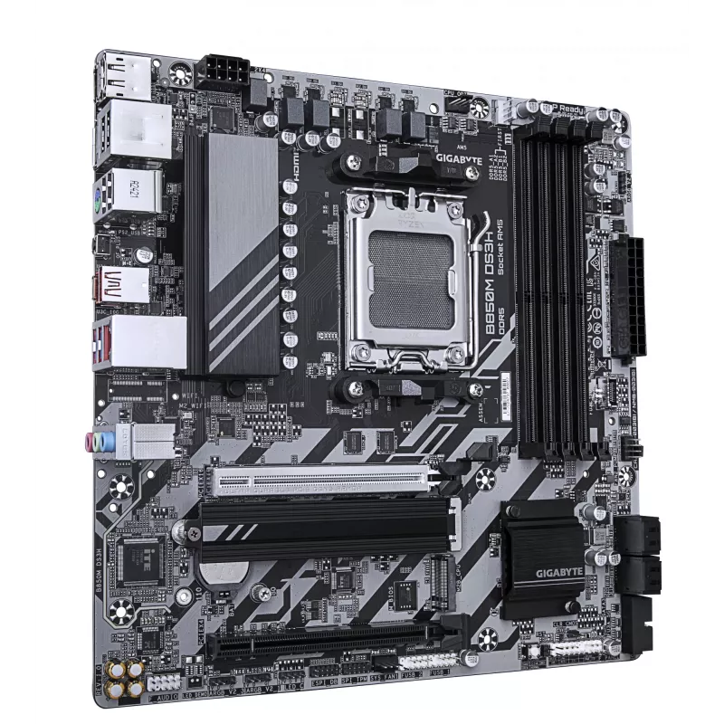 GIGABYTE B850M DS3H placa base - CPUs AMD Ryzen Serie 9000, VRM digital de 16+2+2 fases, hasta 8200MHz DDR5 (OC), 1xPCIe 5.0 + 1xPCIe 4.0 M.2, 2.5 LAN, USB 3.2 Gen 2
