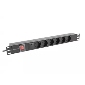 PDU Lanberg PDU-06F-0200-BK 6 salidas AC 1U Negra