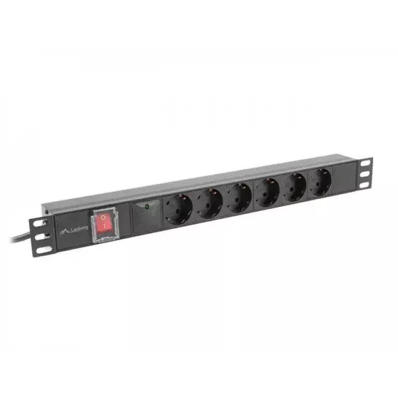 PDU Lanberg PDU-06F-0200-BK 6 salidas AC 1U Negra