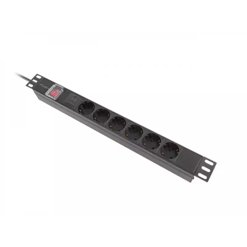 PDU Lanberg PDU-06F-0200-BK 6 salidas AC 1U Negra