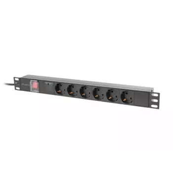 PDU Lanberg PDU-06F-0200-BK 6 salidas AC 1U Negra