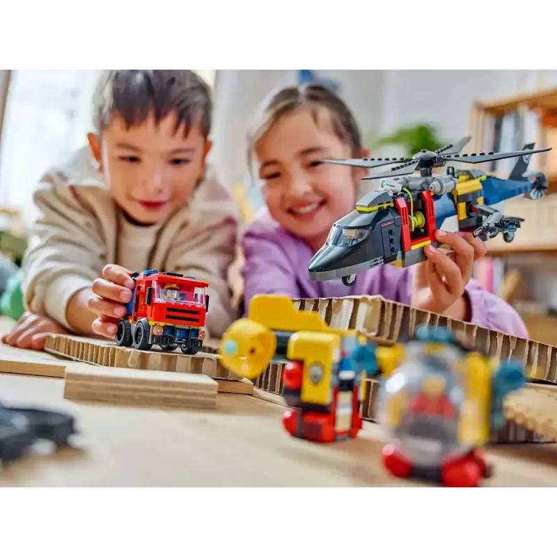 Juguete de construcción LEGO City Set combinado 60462 — Helicóptero y coche de bomberos, 874 piezas, 3 minifiguras, edad 7+