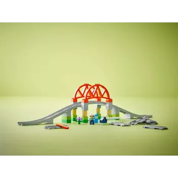 LEGO DUPLO Puente ferroviario y vías set de ampliación 10426 – Puente ferroviario DUPLO y vías curvas para niños pequeños