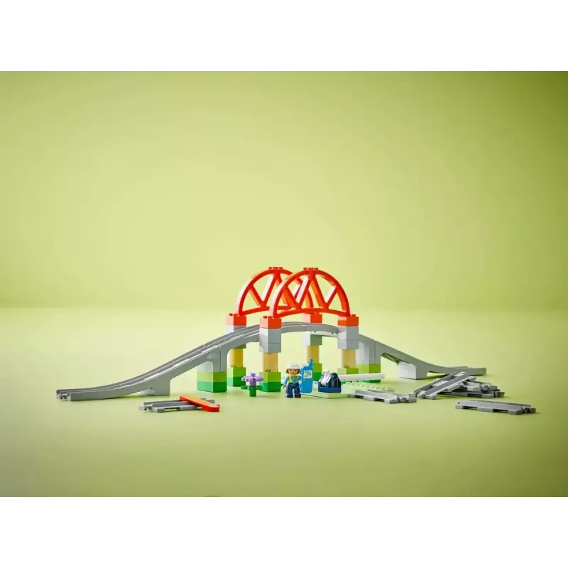 LEGO DUPLO Puente ferroviario y vías set de ampliación 10426 – Puente ferroviario DUPLO y vías curvas para niños pequeños