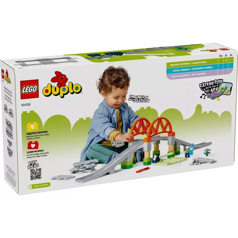 LEGO DUPLO Puente ferroviario y vías set de ampliación 10426 – Puente ferroviario DUPLO y vías curvas para niños pequeños