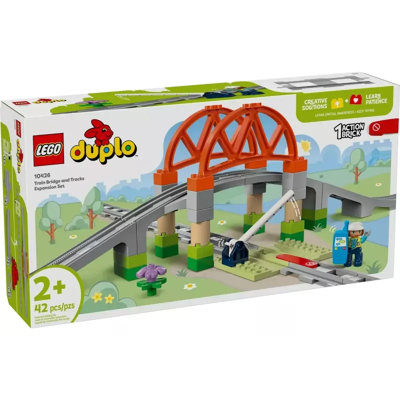 LEGO DUPLO Puente ferroviario y vías set de ampliación 10426 – Puente ferroviario DUPLO y vías curvas para niños pequeños