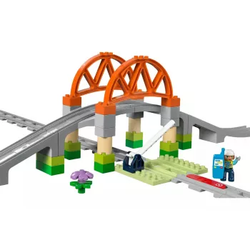 LEGO DUPLO Puente ferroviario y vías set de ampliación 10426 – Puente ferroviario DUPLO y vías curvas para niños pequeños