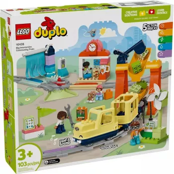 Set de tren de juguete LEGO DUPLO 10428 Gran tren comunitario interactivo — gran tren interactivo para niños pequeños