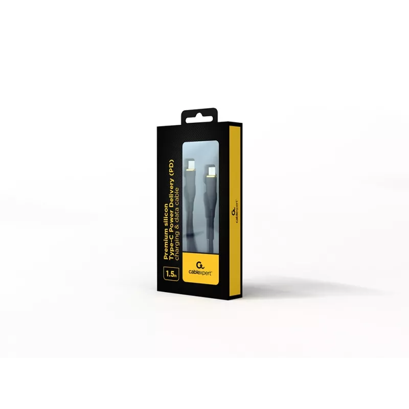 GEMBIRD Cable de carga y datos de silicona Premium Type-C Power Delivery (PD), 1,5 m - Negro