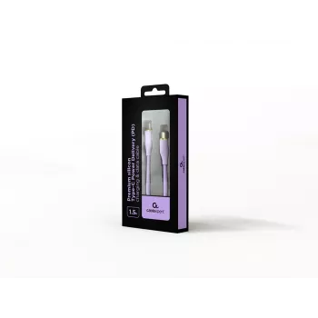 GEMBIRD Cable de silicona de carga y datos USB Type-C Power Delivery (PD) 60W, 1,5 m Violeta