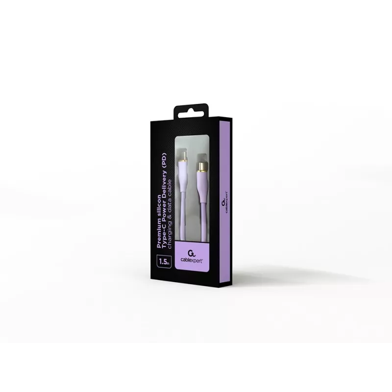 GEMBIRD Cable de silicona de carga y datos USB Type-C Power Delivery (PD) 60W, 1,5 m Violeta