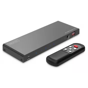 DIGITUS Switch HDMI 4x1 - 8K/60Hz (4:4:4), Toslink, Estéreo, control EDID