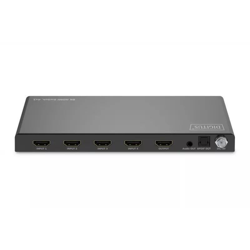 DIGITUS Switch HDMI 4x1 - 8K/60Hz (4:4:4), Toslink, Estéreo, control EDID