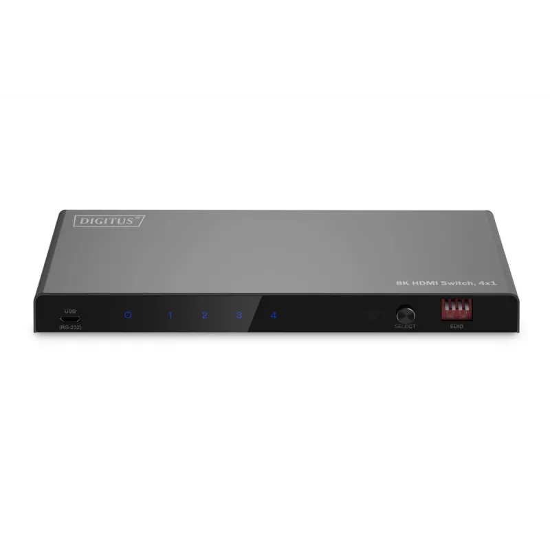 DIGITUS Switch HDMI 4x1 - 8K/60Hz (4:4:4), Toslink, Estéreo, control EDID