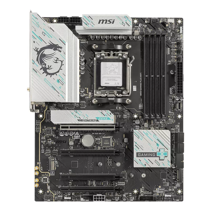 Placa base MSI B850 GAMING PLUS WIFI ATX — AMD B850, socket AM5, DDR5, 4x DIMM, Wi-Fi 7, 5Gb LAN, 3x M.2, HDMI 2.1