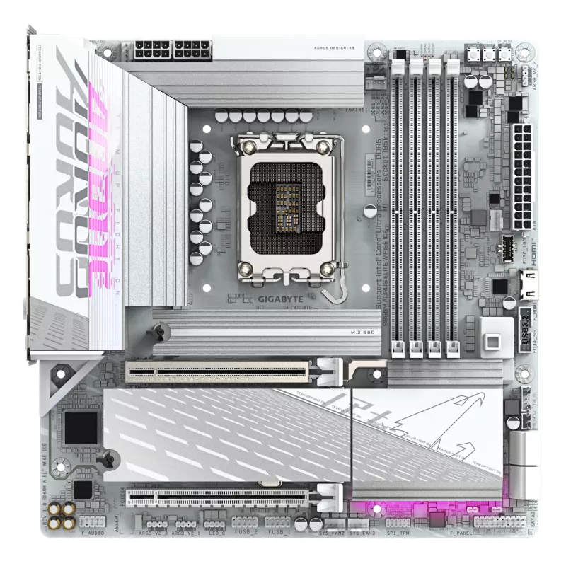 Placa base GIGABYTE B860M AORUS ELITE WF6E ICE, Intel Core Ultra, LGA 1851, Micro ATX