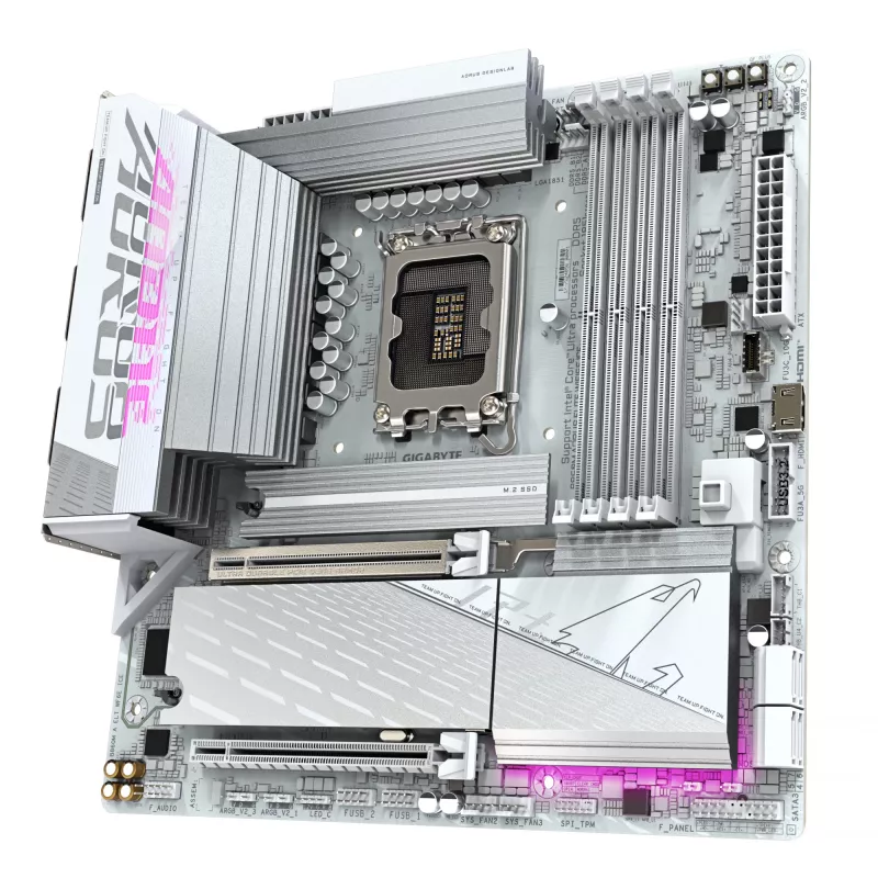 Placa base GIGABYTE B860M AORUS ELITE WF6E ICE, Intel Core Ultra, LGA 1851, Micro ATX