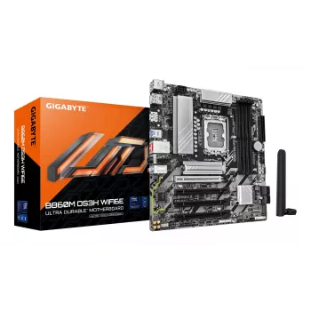 GIGABYTE B860M DS3H WIFI6E placa base – CPUs Intel Core Ultra Series, VRM de fases 5+1+2+1, hasta 9066 MHz DDR5, 1x PCIe 5.0 + 1x PCIe 4.0 M.2, 2,5 GbE LAN, WIFI 6E, USB 3.2 Gen 2