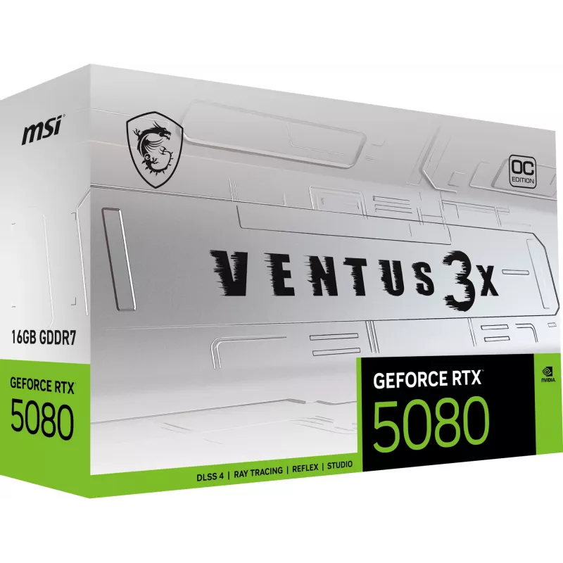 Tarjeta gráfica MSI GeForce RTX 5080 16GB GDDR7, PCIe 5.0, 256 bits, 303 mm, 360W, 3xDP 1xHDMI, blanca