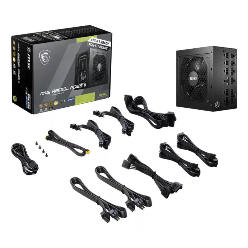 Fuente de alimentación MSI MAG A850GL PCIE5 II 850 W 20+4 pin ATX ATX Negro