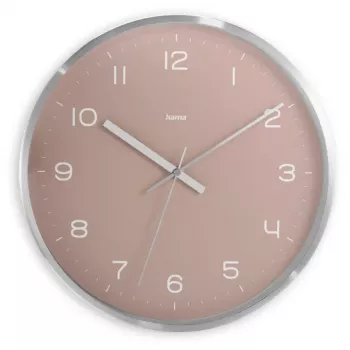 Reloj de pared radiocontrolado Hama Fiji Circle rosa plata pila AA