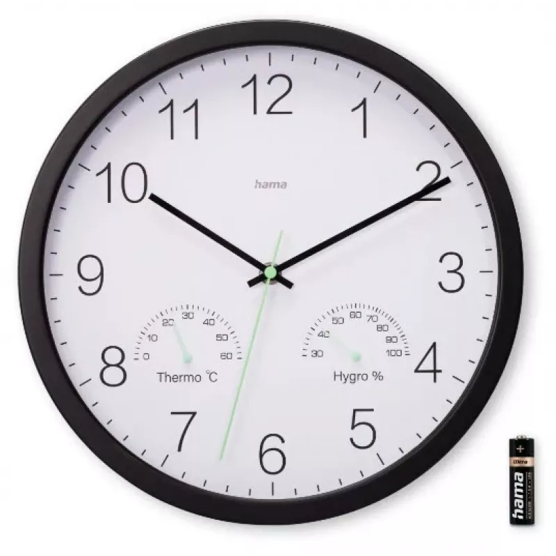 Hama Santorini reloj de cuarzo redondo negro, blanco