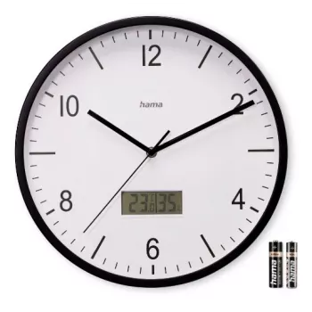Hama Lanzarote reloj de pared radiocontrolado redondo negro